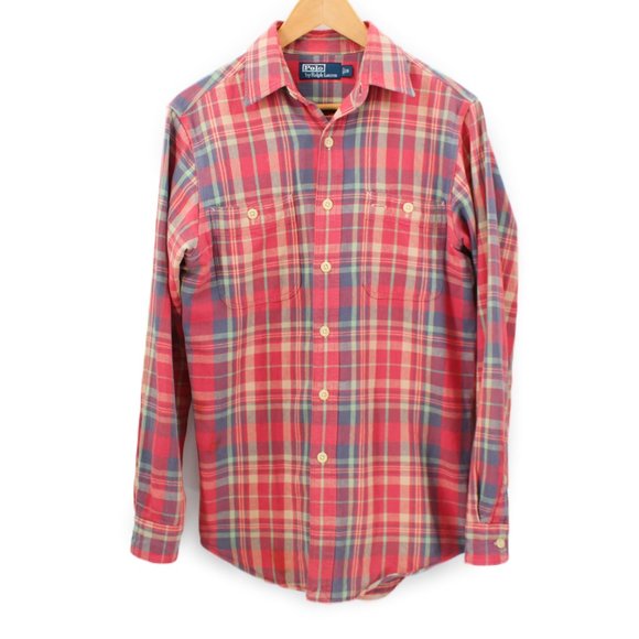 VTG Polo Ralph Lauren Shirt Cotton  Flannel Plaid Button Up Long Slv Men's Small - Picture 4 of 16